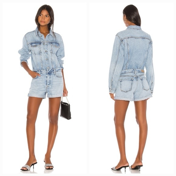 GRLFRND Pants - GRLFRND NWOT Light Blue Denim Romper